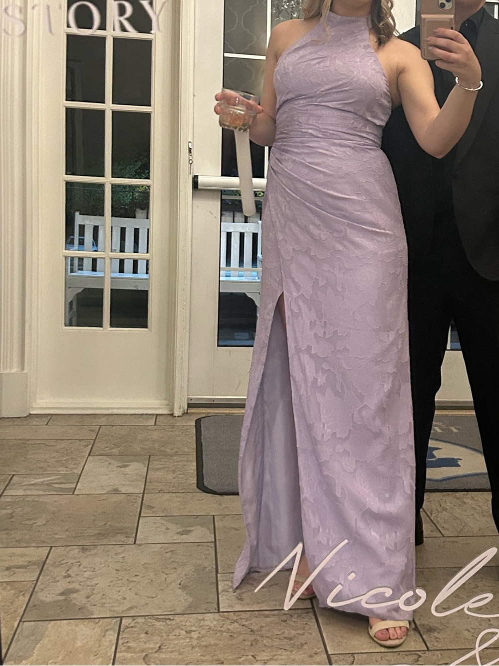 Azazie Lilac Floral Burnout Dress